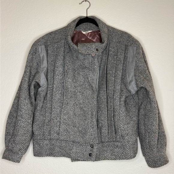 JOCARDI VINTAGE Varsity Tweed Heavyweight Layered Pleated Designer Jacket Coat - Picture 2 of 11